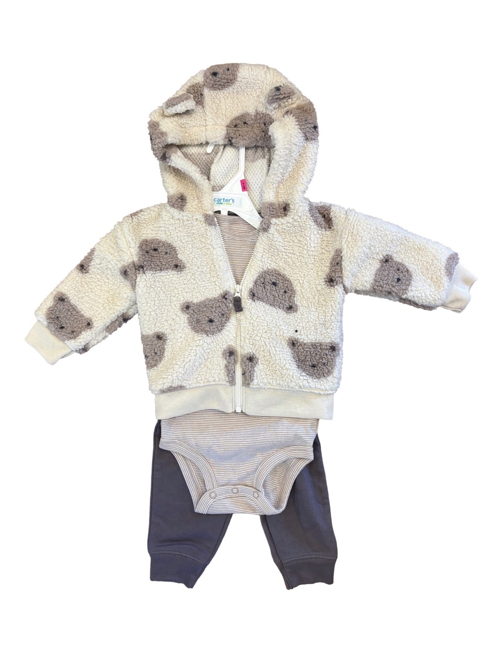 Carter’s Cream & Brown Sherpa Bear Hoodie Set